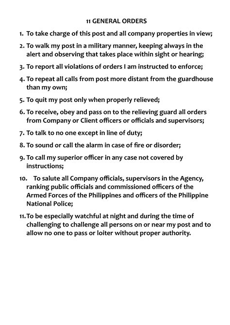 11 general orders (11 go's) .